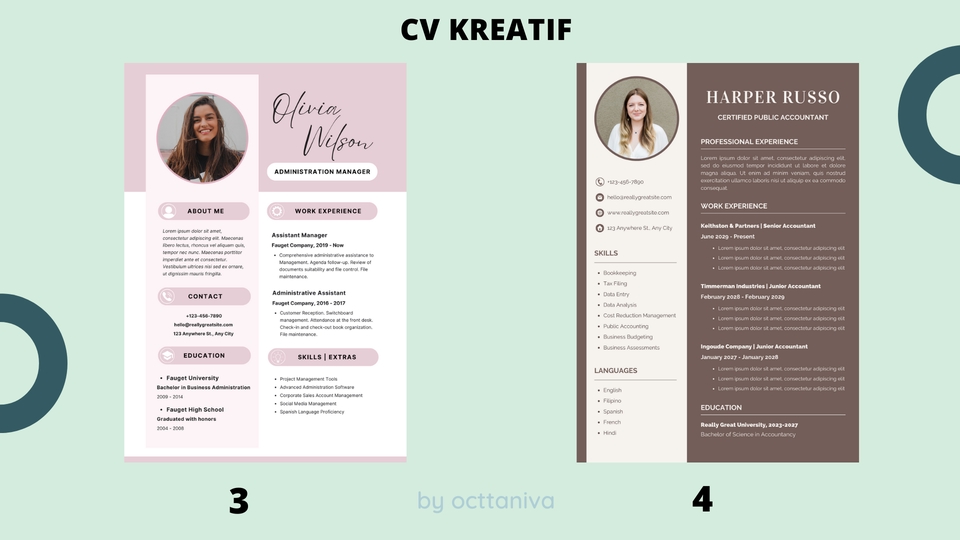 Jasa pembuatan CV unik dan menarik untuk profesional dengan desain minimalis modern. Desain CV profesional dan modern.