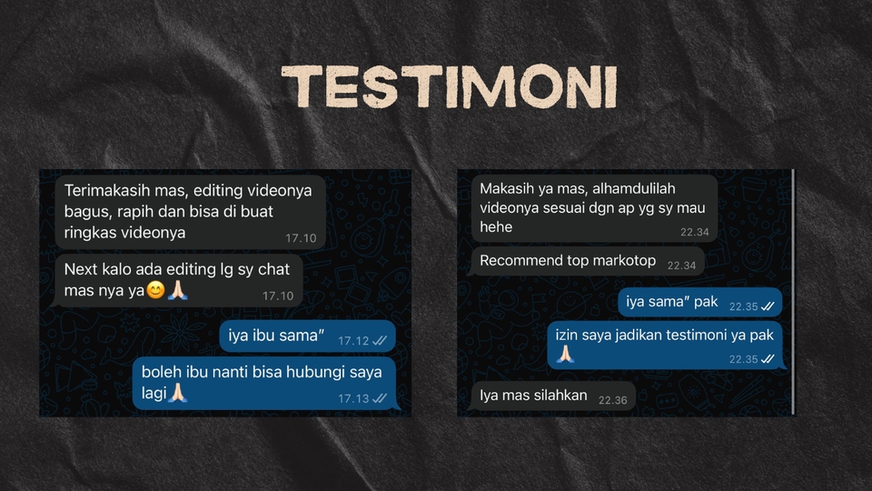 Jasa edit video online profesional, testimoni freelance editor video.