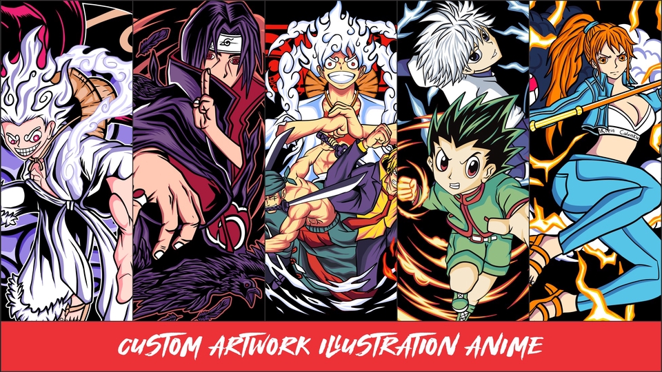 Desain kaos custom anime, ilustrasi anime untuk kaos, jasa desain kaos karakter anime, desain kaos anime keren, desain kaos anime lucu, desain kaos anime pria, desain kaos anime wanita, desain kaos anime anak