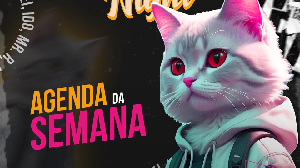 Agenda mingguan dengan desain unik dan menarik untuk platform freelancing, dilengkapi ilustrasi kucing.