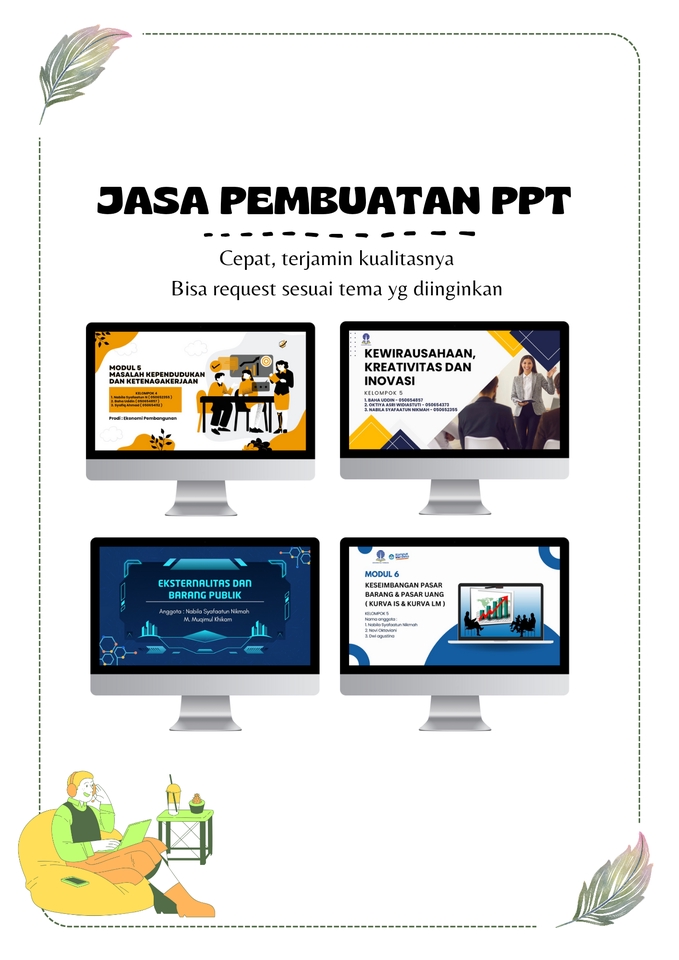 Jasa pembuatan slide presentasi powerpoint, desain powerpoint profesional, pembuatan presentasi skripsi, jasa buat ppt murah, harga desain powerpoint, jasa presentasi powerpoint
