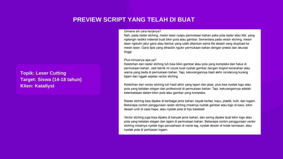 Jasa Penulisan Script Video Pembelajaran