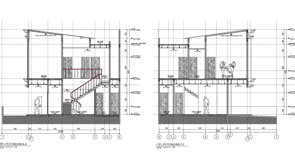 Jasa drafter autocad arsitek dan interior, desain rumah minimalis, gambar denah rumah autocad