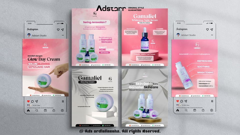 Desain banner instagram untuk promosi produk skincare dengan konsep minimalis modern.