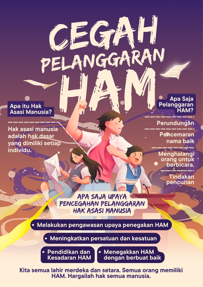 Infografis desain tentang cara mencegah pelanggaran HAM, infografis desain data, desain infografis, bikin infografis, buat infografis.