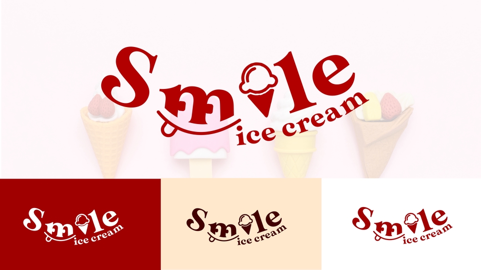 ออกแบบโลโก้ ร้านไอศกรีม สไตล์มินิมอล Smile Ice Cream