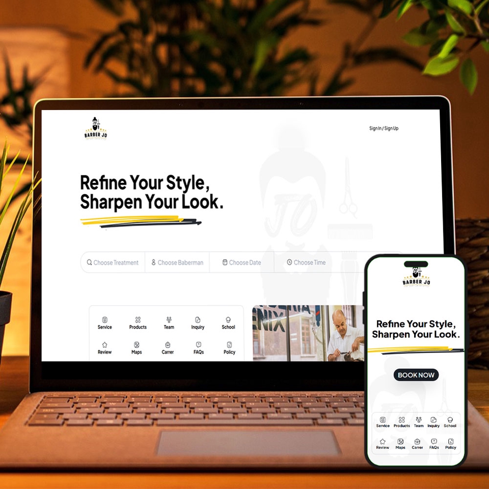 Jasa pembuatan website profesional dan responsive. Desain website barbershop modern, SEO friendly. Buat website toko online mudah.