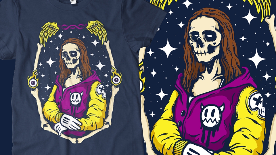 Desain kaos custom dengan motif tengkorak keren dan desain baju distro