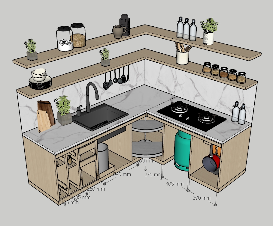 3D & Perspektif - Jasa Desain Interior Furniture Custom / Kitchen Set - 2