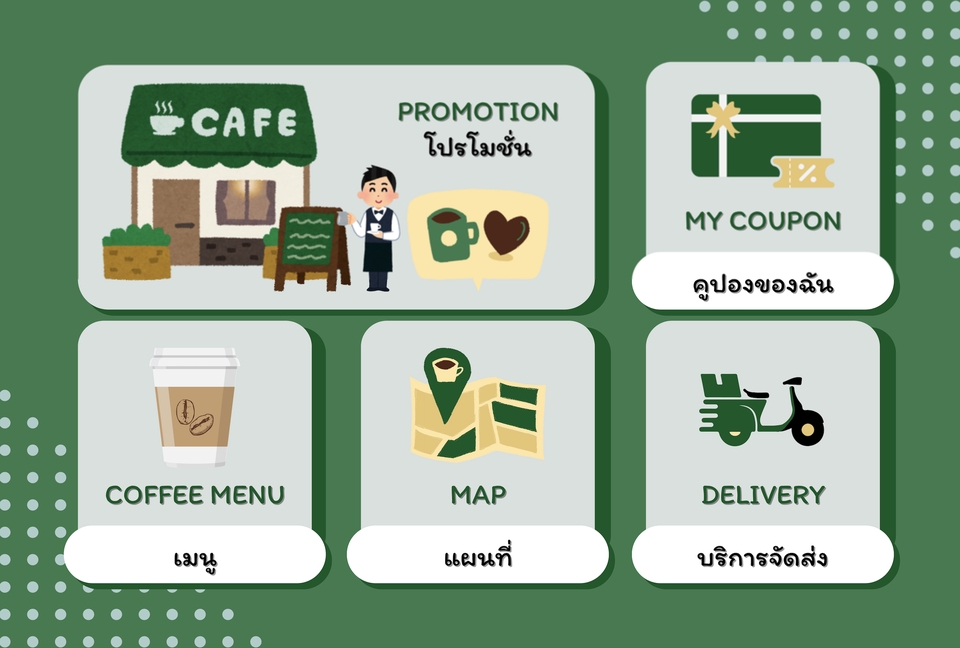 ออกแบบ rich menu สำหรับร้านกาแฟ