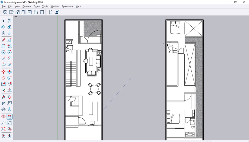 Jasa Ilustrasi Desain Interior Rumah dengan Dua Lantai