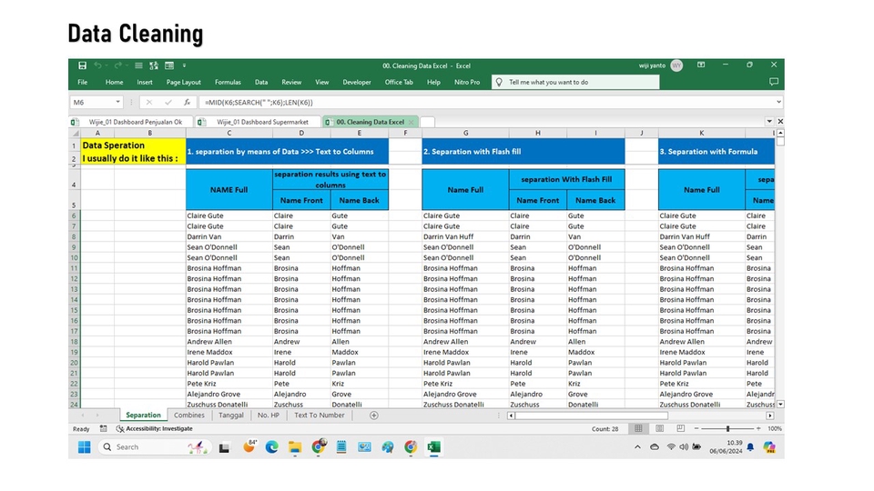 Jasa Analisis Data Statistik, SPSS, Excel,  dengan contoh data yang diolah menggunakan rumus  dan pivot table.