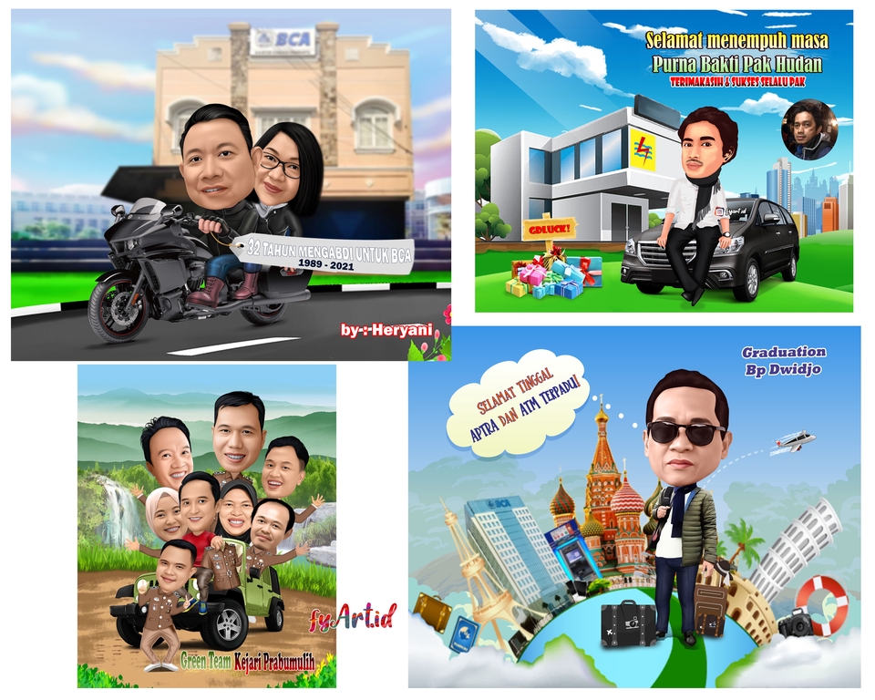 Gambar Potret - ilustrasi kartun karikatur wedding couple  - 3