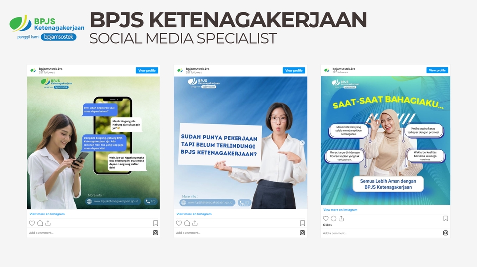 Jasa iklan social media, jasa pasang iklan facebook dan instagram, contoh desain iklan BPJS Ketenagakerjaan untuk promosi di facebook dan instagram.