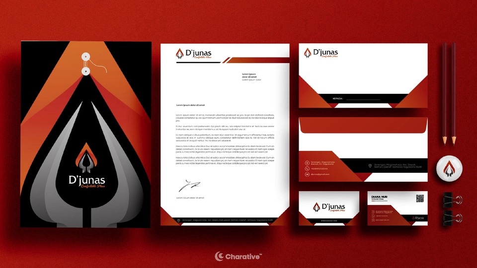 Desain kartu nama profesional dengan logo unik, desain grafis D'junas untuk meningkatkan branding perusahaan.