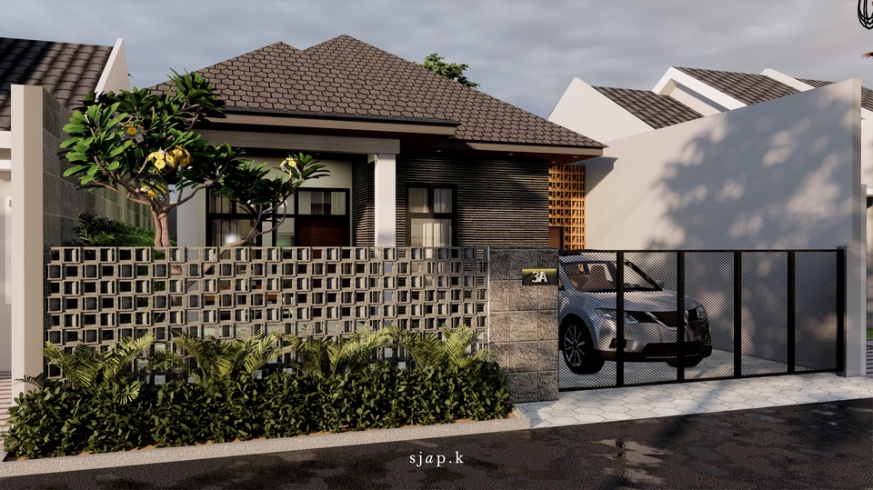 Jasa Desain Eksterior Rumah Minimalis Modern 3D dengan Gambar Render - Freelance Desainer 3D