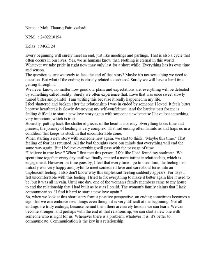 Penerjemahan - Translate tugas cerita dari bahasa indonesia ke bahasa Inggris - 3