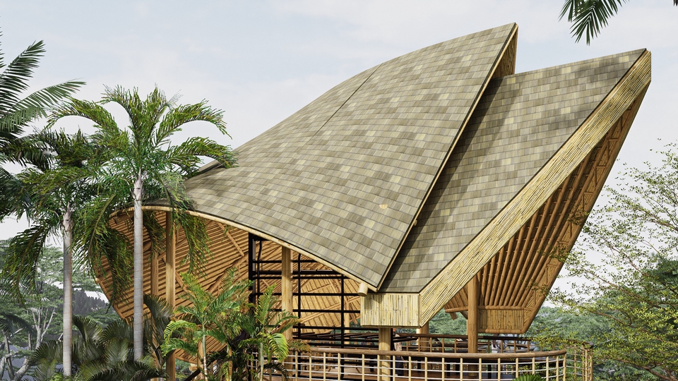 รับออกแบบบ้านทรงโค้งหลังคาไม้ไผ่ ออกแบบตกแต่งภายในสไตล์โมเดิร์น รีโนเวทบ้าน รับสร้างบ้าน