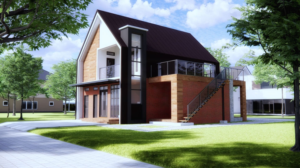 3D & Perspektif - Desain Arsitektural, 3D Modeling dan Rendering - 24