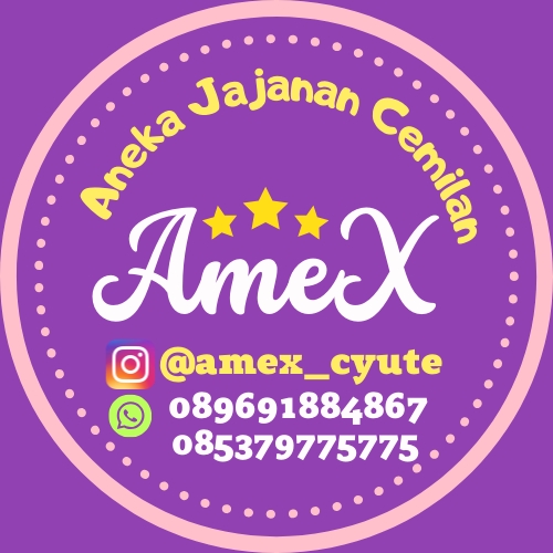Jasa desain logo Amex_cyute, anek jajanan dan cemilan, buat logo online, desain logo makanan, desain logo olshop, buat logo olshop.
