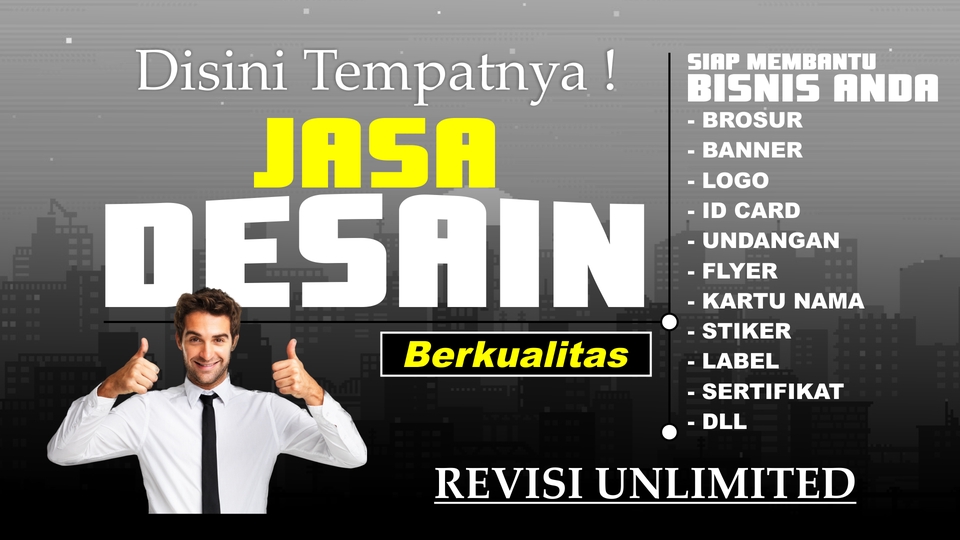 DESAIN BROSUR KARTU NAMA POSTER FLYER BANNER ID CARD SPANDUK NOTA STIKER CETAK HARI JADI