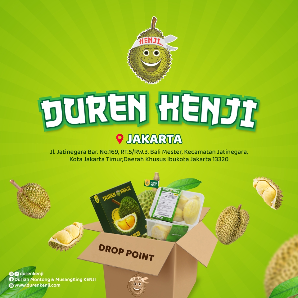 Jasa Desain Spanduk Duren Kenzi Jakarta dengan desain unik dan kreatif, cocok untuk toko duren, cafe, atau restoran.