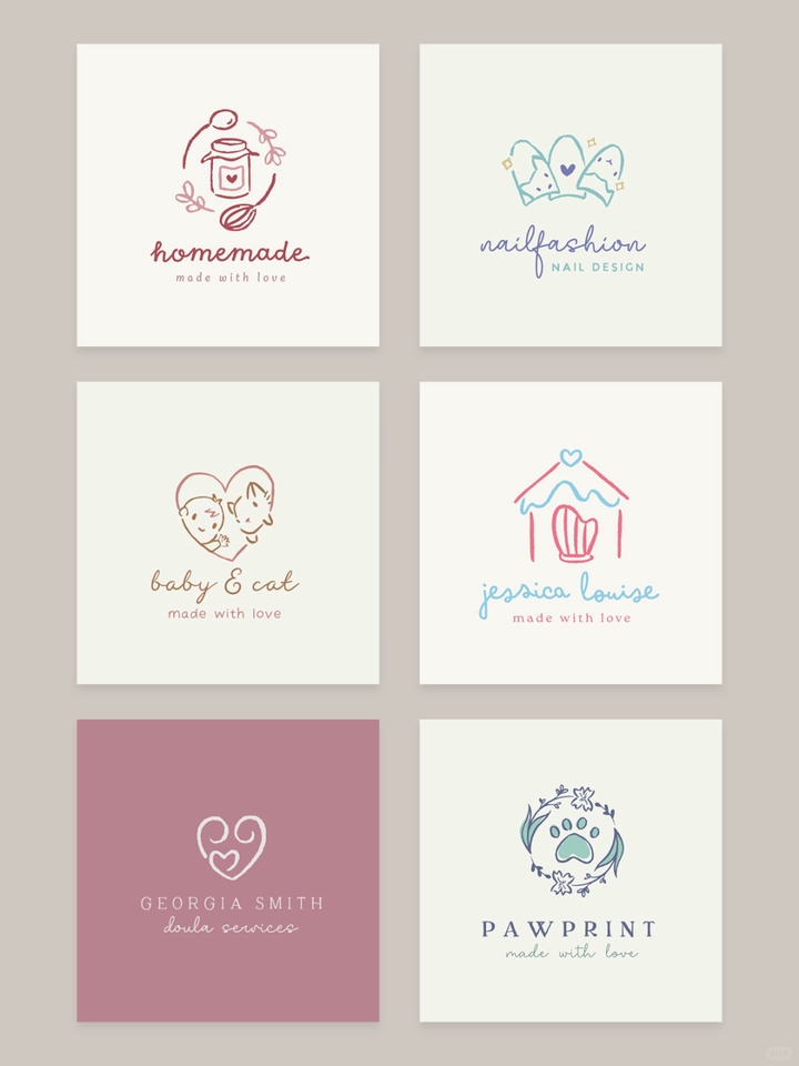Desain logo untuk berbagai bisnis, termasuk desain logo restoran, desain logo cafe, desain logo website, desain logo olshop, dan lainnya.