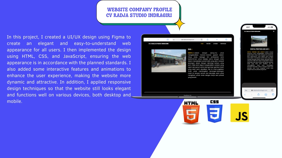 Jasa pembuatan website company profile dengan desain web profesional, responsif, dan modern.