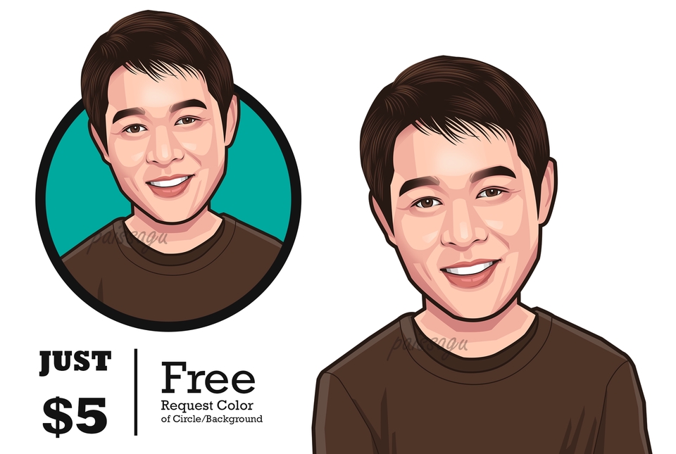 Gambar Potret - Kartun Karikatur (Big Head Vector Art), 1 hari jadi - 2