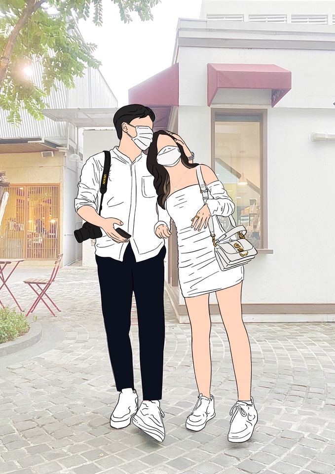 รับวาดรูปคู่รัก สไตล์การ์ตูน ดิจิตอลเพ้นท์