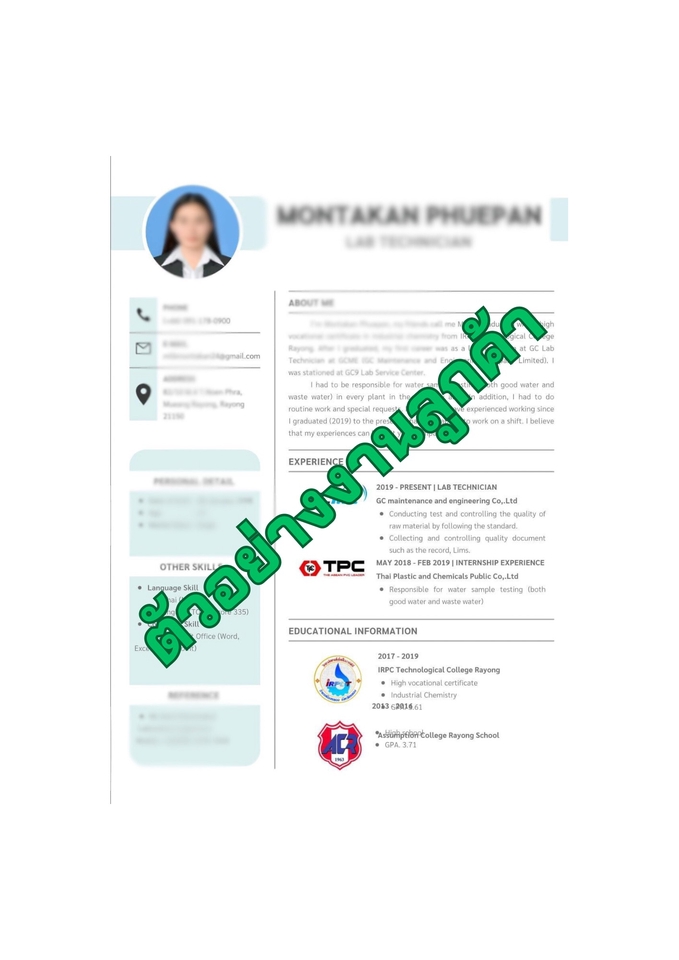 Portfolio & Resume - รับทำเรซูเม่ภาษาอังกฤษ / Resume งานด่วน  - 13