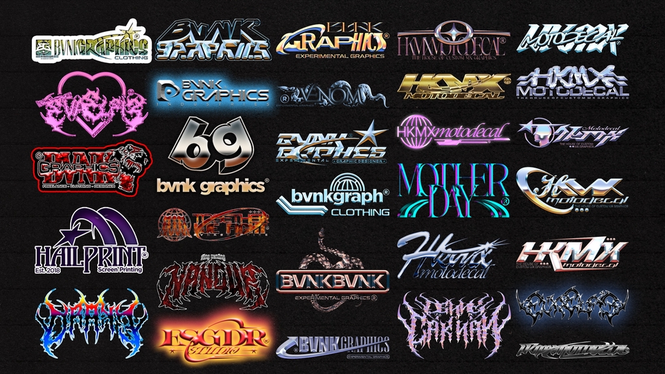 Logo - Desain logotype streetwear, y2k, metal, sticker, automotive, racing, parodi, untuk brand anda - 1