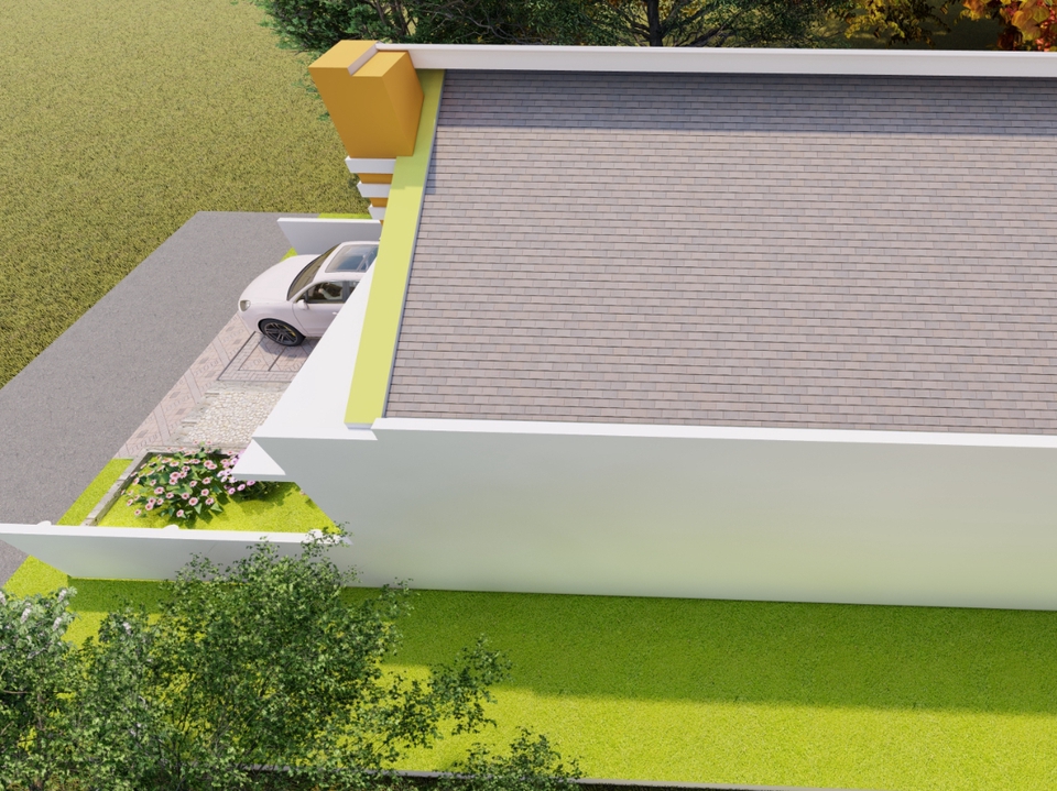Jasa desain arsitektur rumah minimalis modern dengan render 3d.