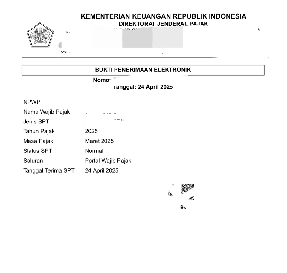 Bukti Penerimaan Elektronik NPWP untuk Jasa Konsultan Pajak Freelance.