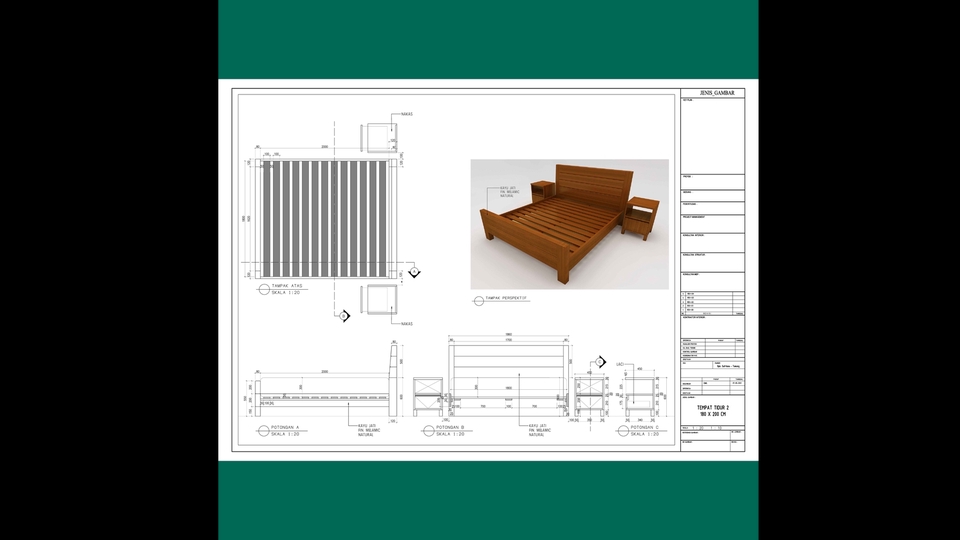 Desain Furniture - Desain 3D + 2D Gambar Kerja Furniture - 6