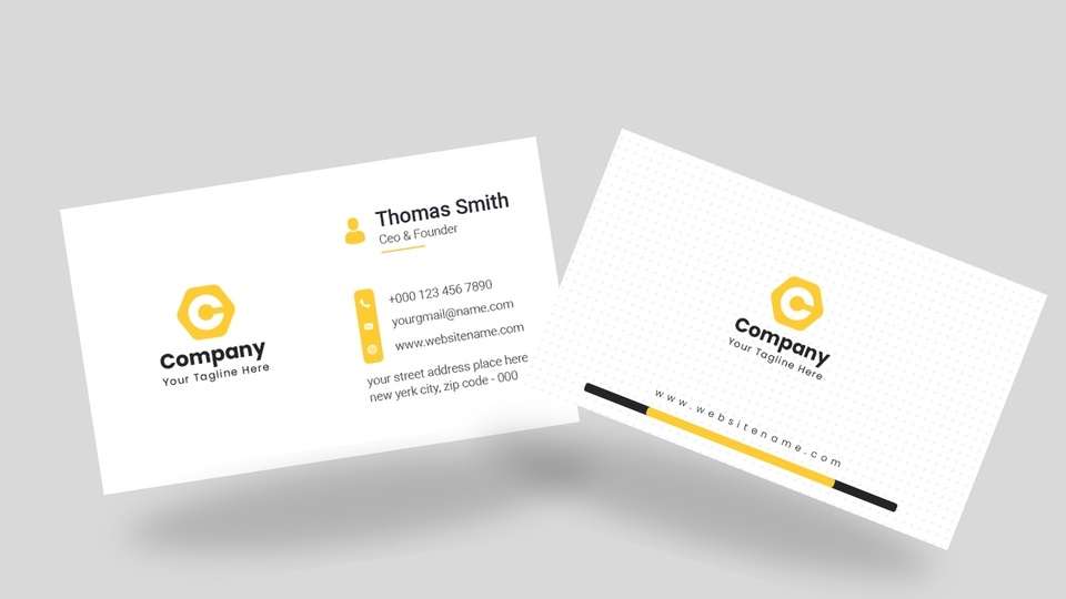 Kartu nama perusahaan dengan desain modern dan profesional, cocok untuk branding usaha anda.