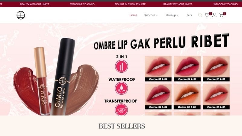 Jasa pembuatan website toko online, ombre lip Oimio, website development