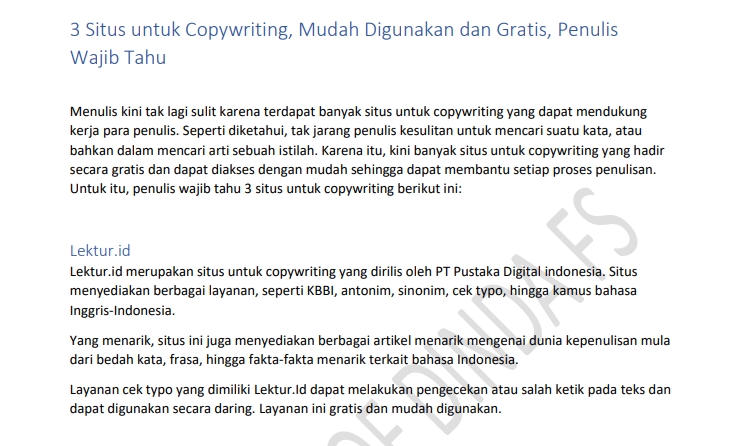 3 Situs Copywriting Gratis untuk Penulis - Lektur ID, Layanan Copywriting, SEO, KBBI, Antonim, Sinonim, Cek Typo, Kamus Bahasa Inggris-Indonesia.