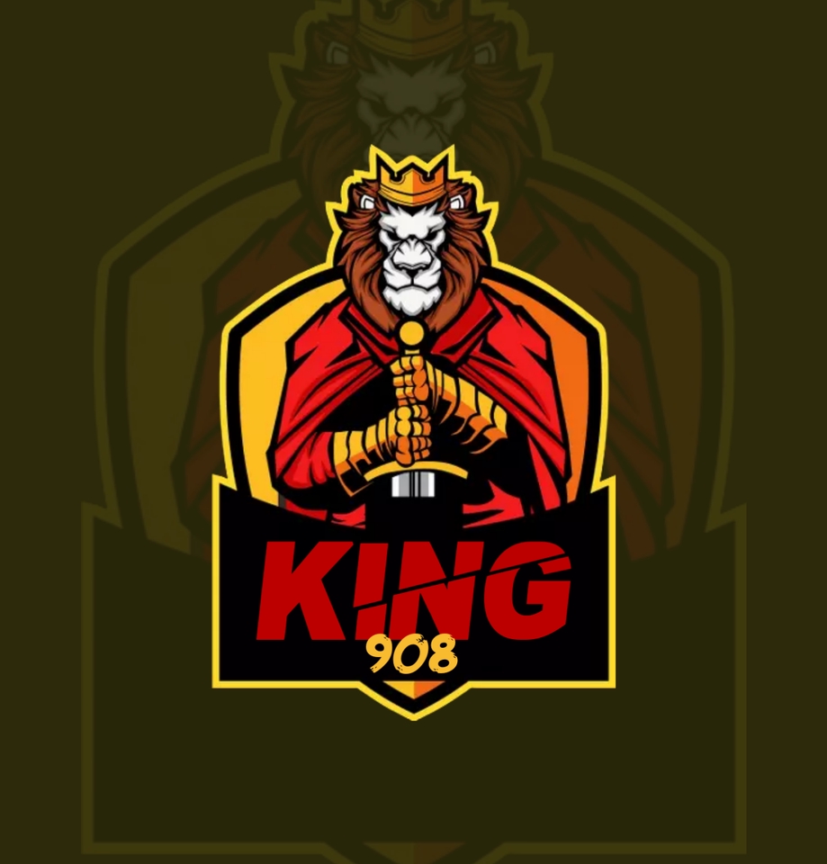 Logo king dengan singa yang memegang pedang, desain logo profesional untuk perusahaan