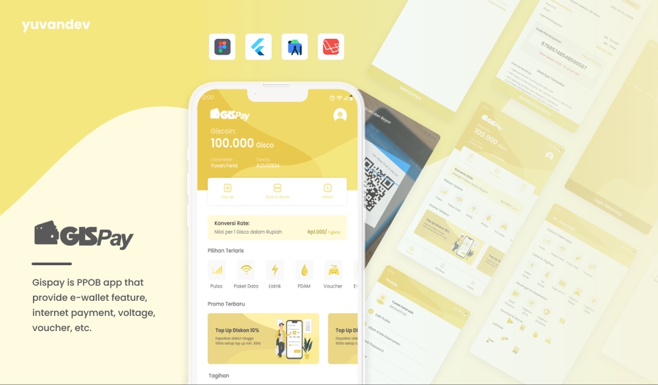 Jasa pembuatan aplikasi Android untuk mobile wallet dengan fitur pembayaran internet, pulsa, voucher dan lain-lain.