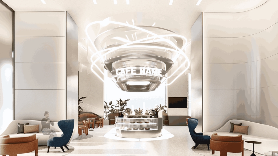 ออกแบบ perspective รับทำภาพ 3d perspective ร้านกาแฟ โมเดล 3 มิติ