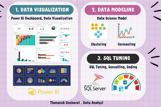 รับทำ Dashboard (Power BI, Python), Data Visulization, Data Modeling ...