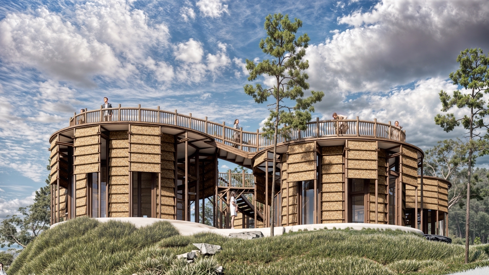 รับออกแบบบ้านทรงกลมไม้ไผ่ ออกแบบตกแต่งภายในที่พักตากอากาศ สไตล์โมเดิร์น รีโนเวทบ้านพักตากอากาศ