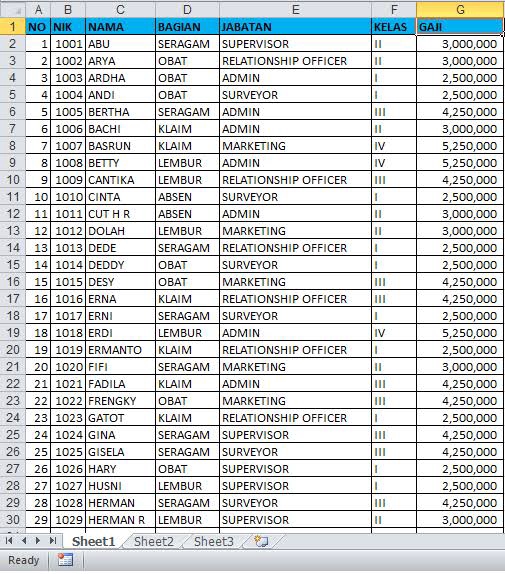 Jasa data entry excel, entri data online, jasa input data, mengumpulkan data, jasa merangkum data - data karyawan dengan rincian nama, jabatan, bagian, dan gaji