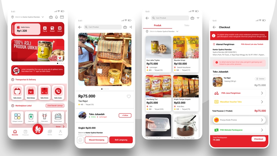 Contoh mockup desain aplikasi mobile untuk UI UX desainer freelancer.