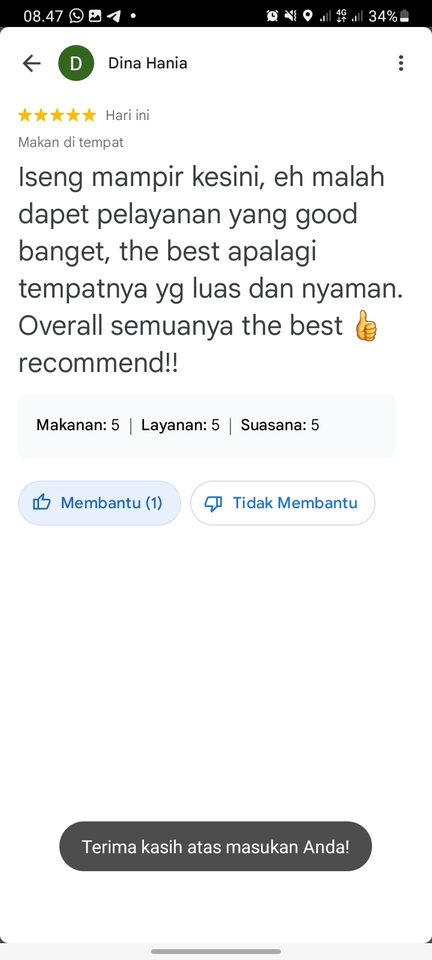 Memberi Review - Rating bintang 5 dan ulasan posutif - 2