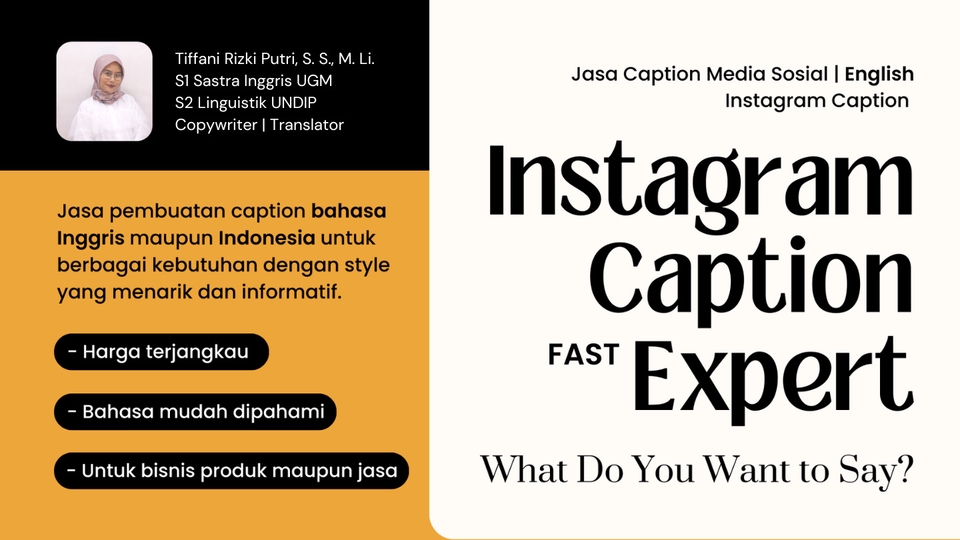 Jasa Penulisan & Pembuatan Caption Instagram dan Sosial Media - EN & ID Instagram Caption Expert