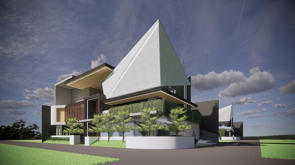 Jasa Desain Eksterior 3D Rumah Minimalis Modern - Gambar 3D Rumah Mewah dengan Arsitektur Unik