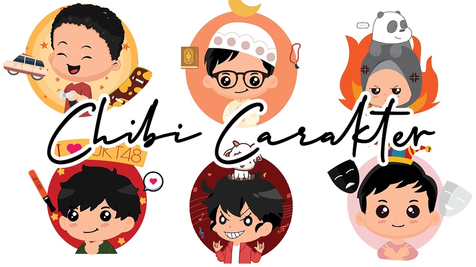 Jasa desain karakter kartun lucu dan profesional, desain karakter anime, karakter monster, dan vtuber.