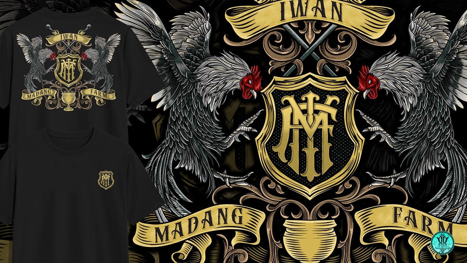 Jasa desain logo restoran dengan desain ayam jantan dan logo branding